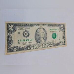 Two Dollar Bill with Green Seal F52120231 A. 1995 Series